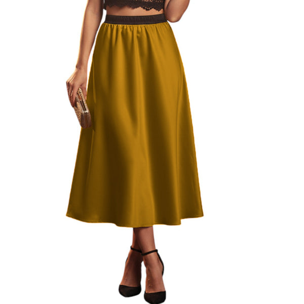 Satin Belly Dance Midi Skirt | Elegant Flow Costume S-3XL | 41 Colors S24