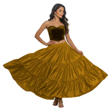 Satin 8 Yard 3 Tier Belly Dance Skirt | Full Volume Flow S-5XL S3