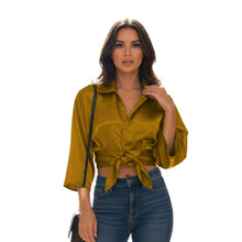 Satin Button Down Crop Top | High-Shine Shirt S-3XL | 41 Colors S116