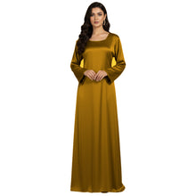 Satin Long Sleeve Modest Gown | Full Length Hijab Dress S-3XL | 41 Colors S121