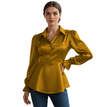 Satin Victorian Button-Down Shirt | Long Sleeve Blouse S-3XL S86