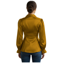 Satin Victorian Button-Down Shirt | Long Sleeve Blouse S-3XL S86