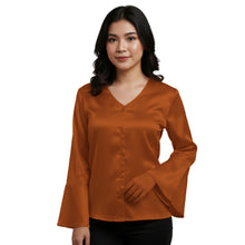 Satin Flare Sleeve Button Down Top | Dramatic Blouse S-3XL | 41 Colors S82