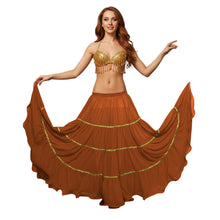 16 Yard 4-Tier Belly Dance Skirt with Gold Trim | Tribal Fusion Gypsy C5