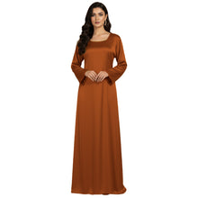 Satin Long Sleeve Modest Gown | Full Length Hijab Dress S-3XL | 41 Colors S121