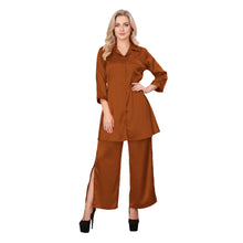 Light Gold Satin Co-ord Set, elegant metallic two-piece.