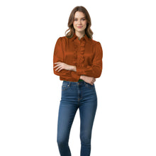 Magenta Satin Vintage Button Down, bold elegant blouse.