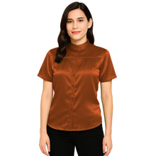 Satin Short Sleeve Button Down Shirt | Chic Blouse S-3XL | 41 Colors S85