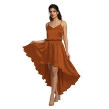 Maroon Satin High-Low Skirt, versatile elegant maxi S-5XL.