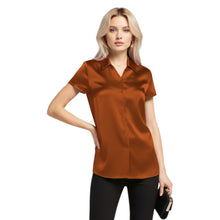 Satin Short Sleeve Button Down Shirt | Chic Blouse S-3XL | 41 Colors S118