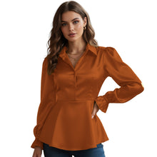 Satin Victorian Button-Down Shirt | Long Sleeve Blouse S-3XL S86