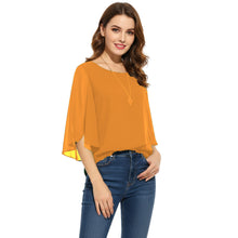 Chiffon Round Neck Top | Sheer Casual Blouse S-5XL | 30 Colors C52