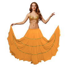 16 Yard 4-Tier Belly Dance Skirt with Gold Trim | Tribal Fusion Gypsy C5