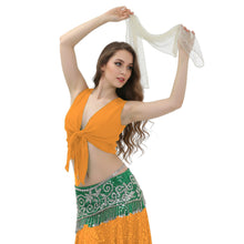 Chiffon Belly Dance Ruffle Top | Sleeveless Self-Tie S-5XL | 30 Colors C68