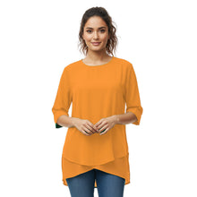 Chiffon Fancy Round Neck Top | Dressy Blouse S-5XL | 30 Colors C58