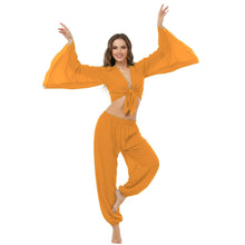 Ultimate Chiffon Belly Dance Costume Set (S-5XL) - 2PC Harem Pant & Ruffle Top | 30 Colors C29