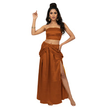 Satin Side Cut Draped Skirt | High Slit Flow Maxi S-3XL | 41 Colors S42
