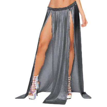 Belly Dance Satin  Both side slit  cut Skirt S96 - Regular Size 1