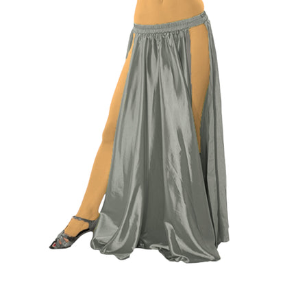 Satin Belly Dance  Side slit skirt S36 - Regular Size 1