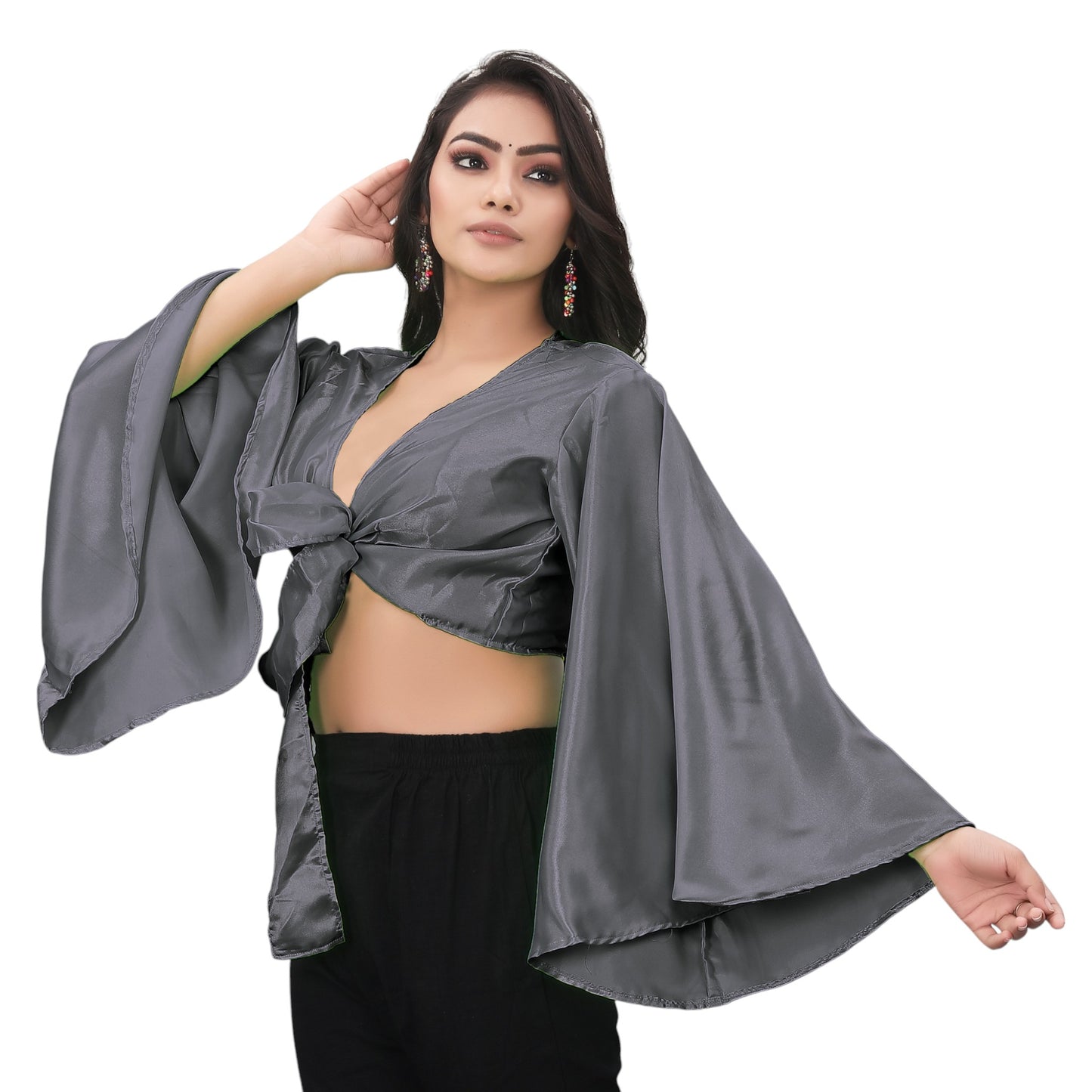 Satin Belly Dance Ruffle Top S29-Regular Size 1