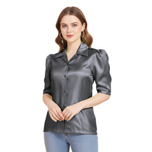 Satin Puff Sleeve Button Down Shirt | Elegant Top S-3XL | 41 Colors S80