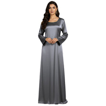 Satin Long Sleeve Modest Gown | Full Length Hijab Dress S-3XL | 41 Colors S121