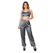 Medium Purple Satin Flowy Trousers, chic lounge pants.