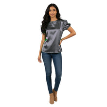 Satin Round Neck Short Sleeve Top | Chic Blouse S-3XL | 41 Colors S89