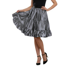 Navy Blue Satin Ruffle Party Mini, sophisticated three-layer skirt.