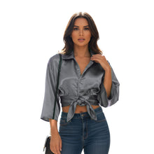 Satin Button Down Crop Top | High-Shine Shirt S-3XL | 41 Colors S116