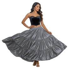 Satin 8 Yard 3 Tier Belly Dance Skirt | Full Volume Flow S-5XL S3