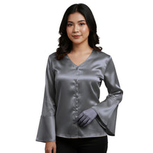 Satin Flare Sleeve Button Down Top | Dramatic Blouse S-3XL | 41 Colors S82