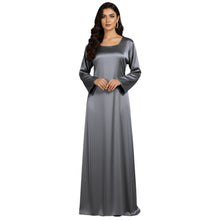Satin Long Sleeve Modest Gown | Full Length Hijab Dress S-3XL | 41 Colors S121