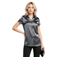 Satin Short Sleeve Button Down Shirt | Chic Blouse S-3XL | 41 Colors S118