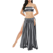 Satin Belly Dance Side Cut Skirt | Slit Flow Costume Plus Size | 41 Colors S1