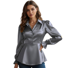 Satin Victorian Button-Down Shirt | Long Sleeve Blouse S-3XL S86