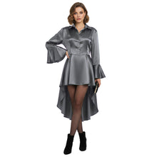 Satin Victorian Long Shirt Dress | Button Down Tunic S-3XL | 41 Colors S113