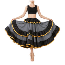 Satin Full Circle Skirt Black Frill | 360° Dance Flow S-3XL S75