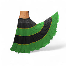 16 Yard 4-Tier Belly Dance 2-Color Skirt with Gold Trim | Tribal Fusion Gypsy C6