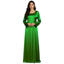 Satin Long Sleeve Modest Gown | Full Length Hijab Dress S-3XL | 41 Colors S121