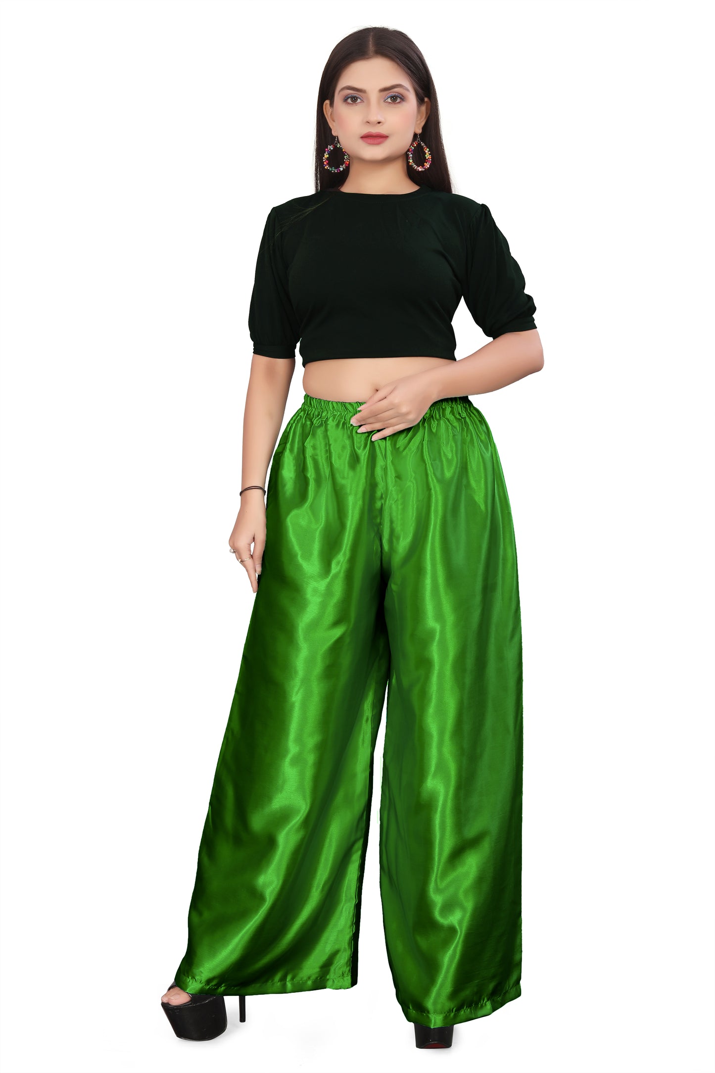 Belly Dance Satin Palazzo Pant For Women /Girls S25-Regular Size 1