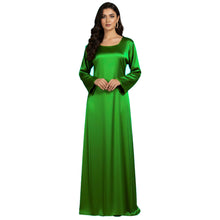 Satin Long Sleeve Modest Gown | Full Length Hijab Dress S-3XL | 41 Colors S121