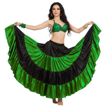 Satin 25 Yd 4 Tier Multi Color Skirt | Belly Dance Flow S-5XL S5