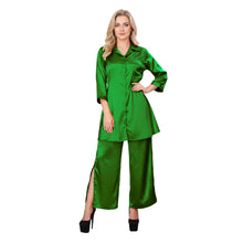 Light Pink Satin Shirt & Self Tie Palazzo, soft feminine set.