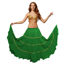 16 Yard 4-Tier Belly Dance Skirt with Gold Trim | Tribal Fusion Gypsy C5