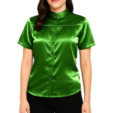 Satin Short Sleeve Button Down Shirt | Chic Blouse S-3XL | 41 Colors S85