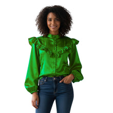 Magenta Satin Long Sleeve Blouse, bold classic button down.