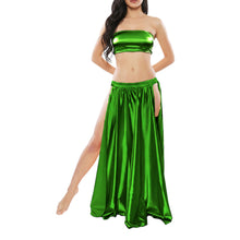 Satin Belly Dance Side Cut Skirt | Slit Flow Costume Plus Size | 41 Colors S1