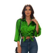 Satin Button Down Crop Top | High-Shine Shirt S-3XL | 41 Colors S116
