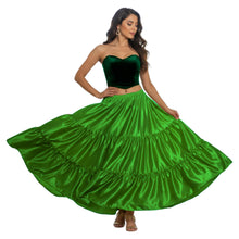 Satin 8 Yard 3 Tier Belly Dance Skirt | Full Volume Flow S-5XL S3